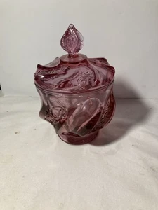 Vintage 1980s Fenton Dusty Rose Paisley Candy Dish tea light holder - Picture 1 of 11