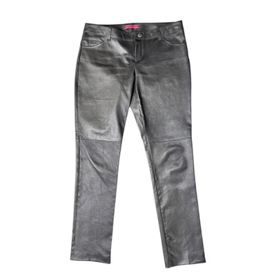 Pantalones de cuero negros Alice + Olivia tiro bajo 100 % cuero talla aproximada 8 Foto 1 de 4