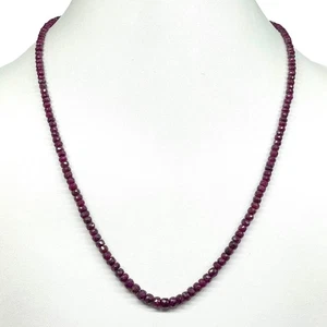 18 Inch Natural Mozambique Ruby Necklace 3-5mm Rich Red Faceted Beads 925 Clasp - Picture 1 of 8
