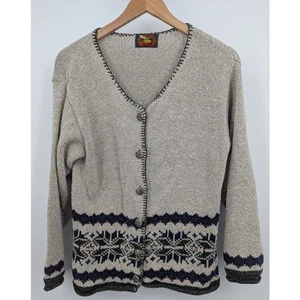 Cárdigan Suéter Pequeño ALPS Para Mujer Patrón Nórdico Hecho en EE. UU. 80% Algodón De Colección - Imagen 1 de 6