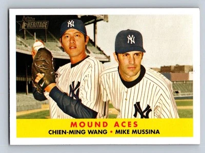 2007 Topps Heritage #334 Mound Aces (Wang / Mussina) Yankees -NM/MT - Image 1 of 2