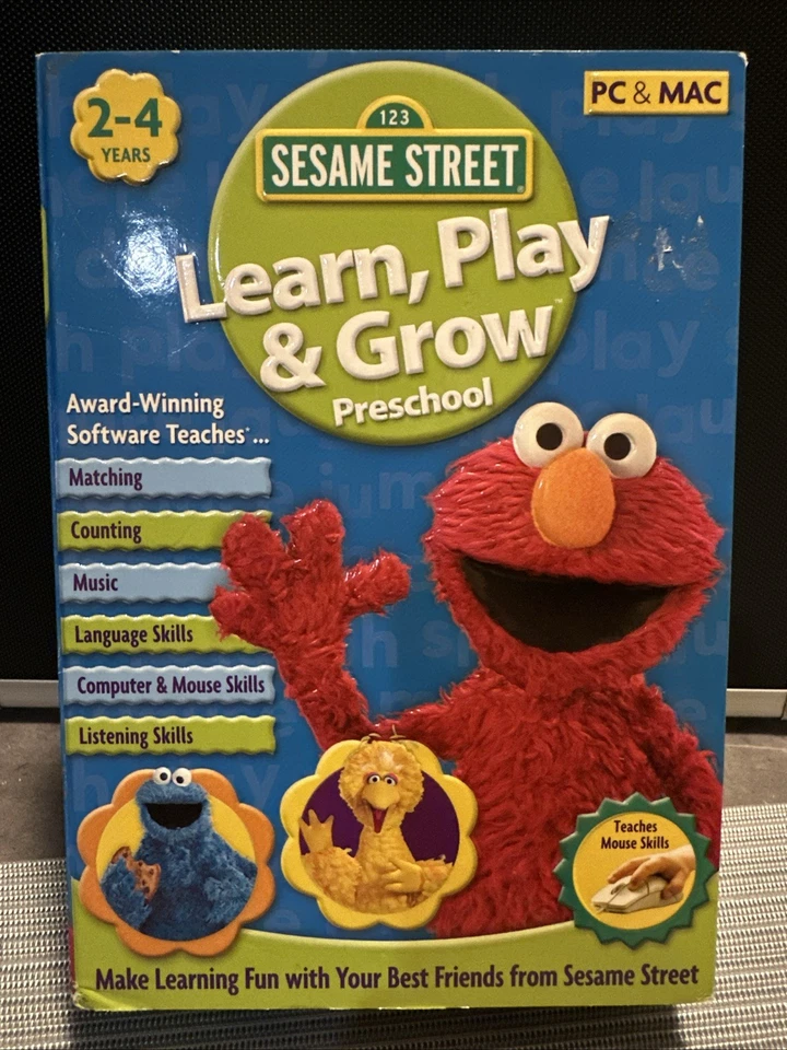 1-2-3 Sesame Street Learn, Play & Grow  Preschool Ages 2-4 CD-ROM Vintage 2007 - Image 1 of 4