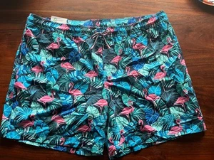 Men’s Resort Swim Trunks Lined With Shorts Men’s Size XXL Swim Trunk Flamingos - Picture 1 of 5