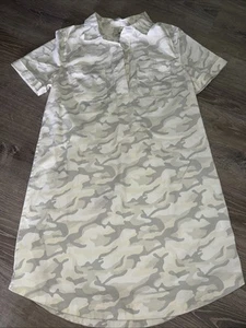 Vineyard Vines Margo Camo Utility Dress Shirtdress Cotton Pina Colada Gray Sz 8 - Imagen 1 de 7