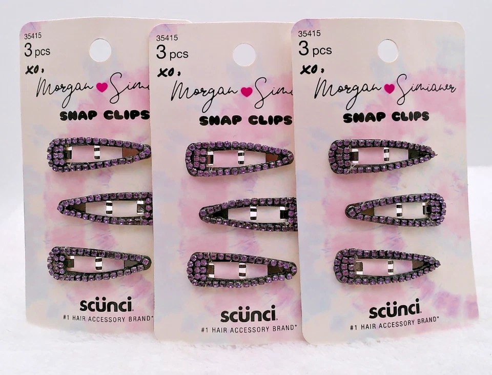 3 x 3 piezas MORGAN SIMIANER xo SCUNCI PEQUEÑOS DIAMANTES DE IMITACIÓN CLIPS A PRESIÓN - 35415 9 piezas Foto 1 de 1