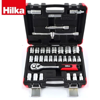 1/2" Drive Socket Set 32pc Mechanics Professional Ratchet Set 8-32mm HILKA - Image 1 of 4