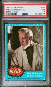 1977 Topps Star Wars #59 Alec Guinness as Ben Kenobi Blue Border PSA 7 NM - Picture 1 of 2