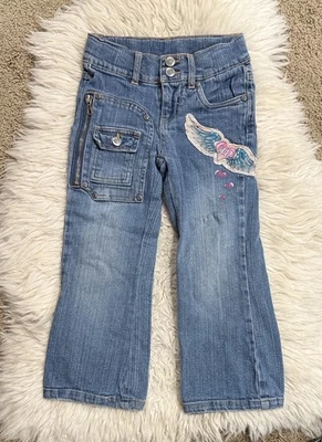 Jeans Harley-Davidson vintage para niños talla 5 parche de mezclilla desgastado logotipo bolsillo con cremallera Foto 1 de 4