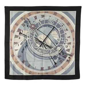Hermes Carre 90 MECANIQUE DU TEMPS Timebased Scarf Black Silk r0_1003 - Picture 1 of 6
