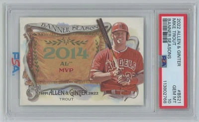 2022 Topps Allen & Ginter Banner seasons psa10 Mike Trout California Angels - Image 1 of 2