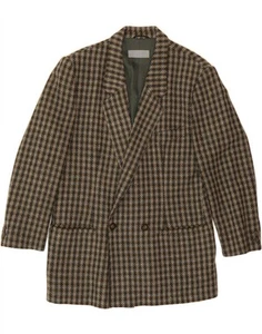 RENE LEZARD Mens Double Breasted Blazer Jacket UK 40 Large Brown Check AO01 - Picture 1 of 4