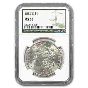 1886-S Morgan Dollar MS-63 NGC (Green Label) - Picture 1 of 3