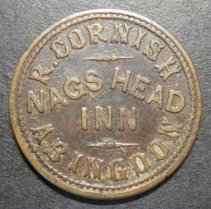 Pub token - Nags Head Inn 3d Abingdon - Oxfordshire threepence R. Cornish 26.3mm - Picture 1 of 2