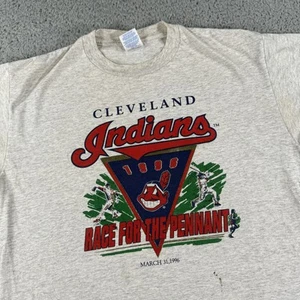 Vintage Cleveland Indians Shirt Mens Large MLB Baseball Race For The Pennant 199 - Picture 1 of 15