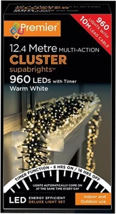 Warm White Cluster Christmas Lights Festive Xmas Multi Function Timer 960 LEDs - Picture 1 of 12