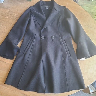 Halogen Womens Black Single Button Pea Coat Thin 30% Wool Size XS Black Jacket - Image 1 of 4