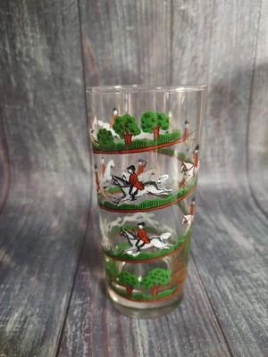 Taza de vidrio vintage Crown Staffordshire escena de caza doble antigua - 16 oz Foto 1 de 4