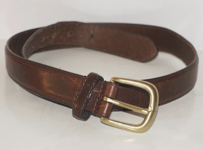 Cinturón de vestir vintage de cuero italiano marrón rico 34" Foto 1 de 4