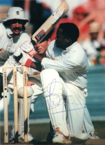 WEST INDIES CRICKET: BRIAN LARA SIGNED 7x5 TEST ACTION PHOTO+COA - Picture 1 of 1