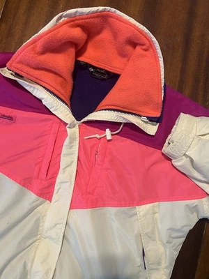 Vtg Columbia Women's 3 In 1 Ski Jacket Gizzmo Pink Purple White Colorblock Large - Image 1 of 4
