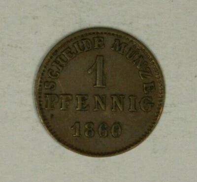 Germany Hesse Darmstadt Pfennig 1860  XF   A2267 - Image 1 of 2