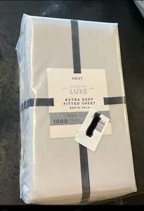 Next Luxe 1000 Thread Count Cotton Extra Deep Fitted Sheet Silver 150x198 King - Picture 1 of 3