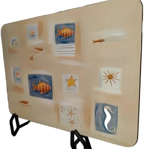 Coastal Placemats Seahorses Starfish Cork Back 6 Original Box Jason Nautical - Picture 1 of 15