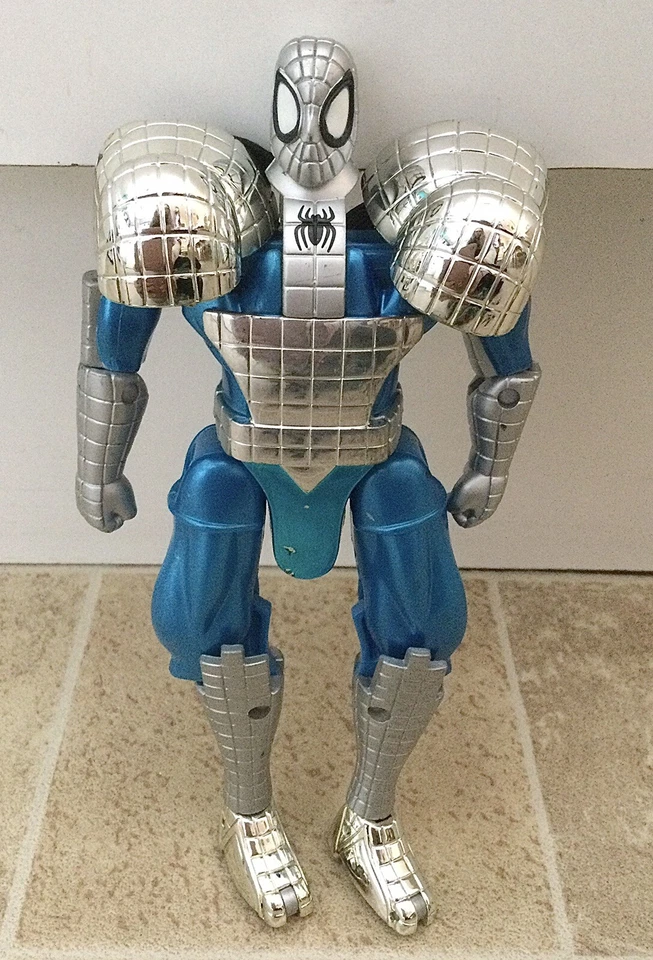 1999 Vintage Silver & Blue Spider-Man Deluxe Shape Shifters Armour Figure - Image 1 of 1