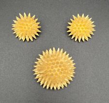 Vintage De Nicola Sea Urchin Gold Tone Clip On Earrings and Pin Brooch Set