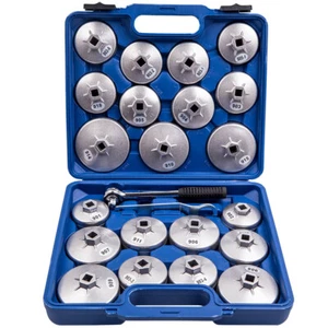 23X CUP TYPE OIL FILTER WRENCH TOOL SET REMOVAL SOCKET KIT SERVICE OIL CHANGE - Picture 1 of 10