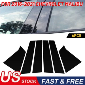 For Chevrolet Malibu 2016-2021 6pcs Glossy Black Pillar Posts Door Trim Cover US - Picture 1 of 7