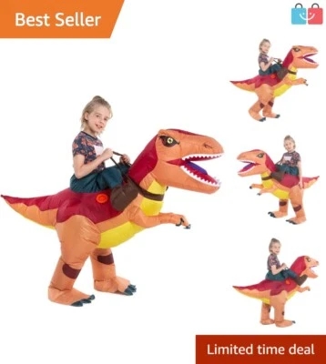 Fantasia de dinossauro inflável grande unissex para crianças - T-Rex, Velociraptor e muito mais - Imagem 1 de 4