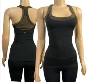 Victorias Secret VSX Sexy Sport Built In Shelf Bra Sports Tank Top Black Gold XS - Picture 1 of 6