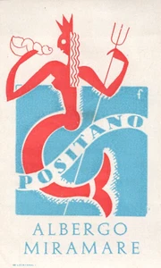 Vintage Positano Albergo Miramare Luggage Label A9S - Picture 1 of 1