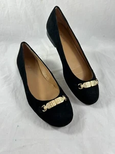 Talbots Womens Ballet Flats Gold Nugget Slip-On Black Size 9AA - Picture 1 of 18