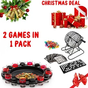 2x CLASSIC BINGO 75 BALL WHEEL ROULETTE WIRE CAGE LOTTO GAME SET CARD DRINK GAME - Picture 1 of 7