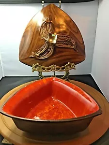 Vintage MCM USA Pottery Ceramic CAL STYLE 2433 Bowl & lid SIGNED USA - Picture 1 of 10