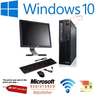 Fast Small Core i5 i7 Office PC Lenovo M72e SFF Desktop Computer SSD Windows 10 - Image 1 of 4