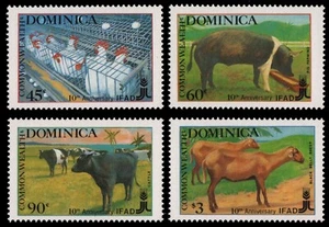 Dominica 1988 - Mié-No. 1117-1120 ** - MNH - Animales de granja - Imagen 1 de 1