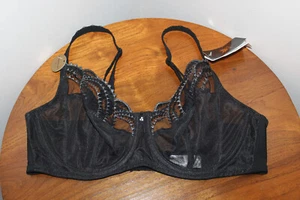 WACOAL EVOCATIVE EDGE FULL FIGURE BRA EMBROIDERED GEOMETRIC BLACK SIZE 34D & 38D - Picture 1 of 9