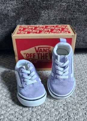 Vans Old Skool 弹性花边鞋 Languid 薰衣草/真白色 学步儿童 4.5 码 — 第 1/4 张图片