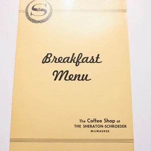 Sheraton Schroeder Hotel Milwaukee Wi Coffee Shop Breakfast Menu 1965 Rare - Picture 1 of 3