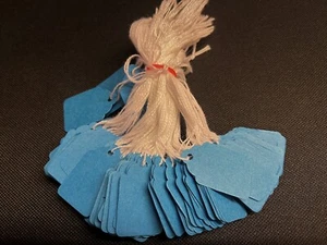 Blue Strung Tickets 30 x 48 mm Price Tags String Swing Labels 30mm x 48mm - Picture 1 of 1