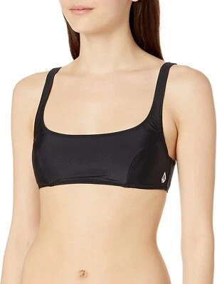 Volcom Women's 243567 Bikini Top Simply Solid Scoop Swimwear Black Size XS - Image 1 of 2