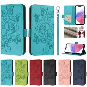 For Samsung Galaxy A73 A72 A71 A42 5G Rose Pattern Flip Card Wallet Phone Case - Picture 1 of 25