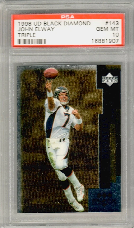 1998 Upper Deck Black Diamond #143 JOHN ELWAY PSA 10 Triple POP 1 of 1 - Image 1 of 2