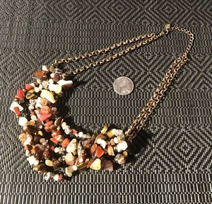 Signierte Mode Halskette aus Halbedelstein große Chips verstellbar 17”-20” - Bild 1 von 4