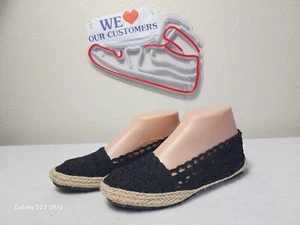 SOLE MATES scarpe donna uncinetto slip-on piatto nero taglia 7 NUOVE - Foto 1 di 9