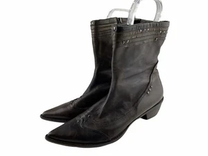 Minelli Boots Womens Size 7 EU 38 Brown Pointy Toe Leather Western - Picture 1 of 11