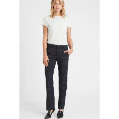 Banana Republic Logan Trouser-Fit Wool-Blend Pant Career Size 8S Blue Plaid - Image 1 of 4